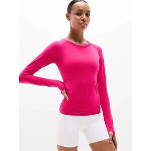 New Athleta M Momentum Seamless Top Dahlia Pink Medium Long Sleeve